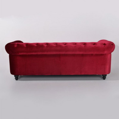 jvmoebel ® - Lieder Sofa Couch - Rout Polster Dräisëtzer Couch Garnitur 3er Nei