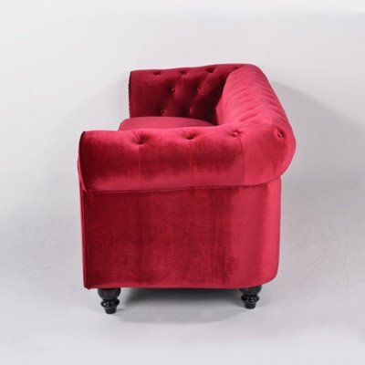 jvmoebel ® - Lieder Sofa Couch - Rout Polster Dräisëtzer Couch Garnitur 3er Nei