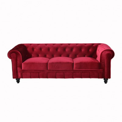 jvmoebel ® - Lieder Sofa Couch - Rout Polster Dräisëtzer Couch Garnitur 3er Nei