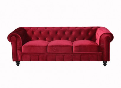 jvmoebel ® - Lieder Sofa Couch - Rout Polster Dräisëtzer Couch Garnitur 3er Nei