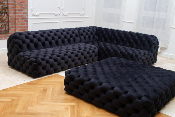 Canapé Ecksofa L Form Fautteuil Hocker Ecksofa Polsterei 2tlg. Nei Modern.