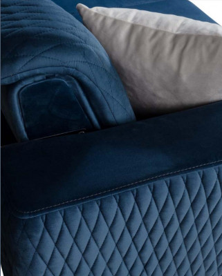 Blo Drei-Sëtzer Canapé Canapé Sofa Elegant Sëtzmiwwel Sofa Wunnzëmmer Neie Samt