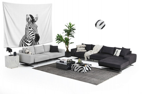 Zwee Sëtz Sofa 2 Sëtzer Stoff Gro Modern Design Wunnzëmmer Polyester