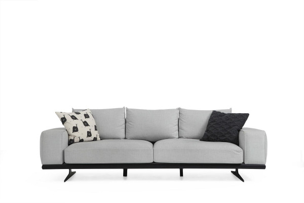 Zwee Sëtz Sofa 2 Sëtzer Stoff Gro Modern Design Wunnzëmmer Polyester