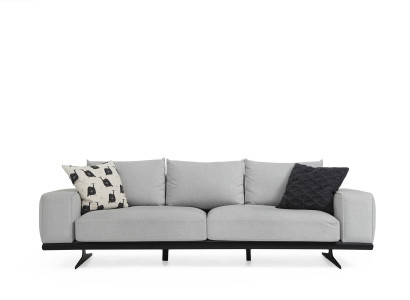 Zwee Sëtz Sofa 2 Sëtzer Stoff Gro Modern Design Wunnzëmmer Polyester