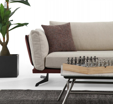 Zwee-Sëtz Sofa 2-Sëtzer Stoff Beige Modern Design Wunnzëmmer Luxus