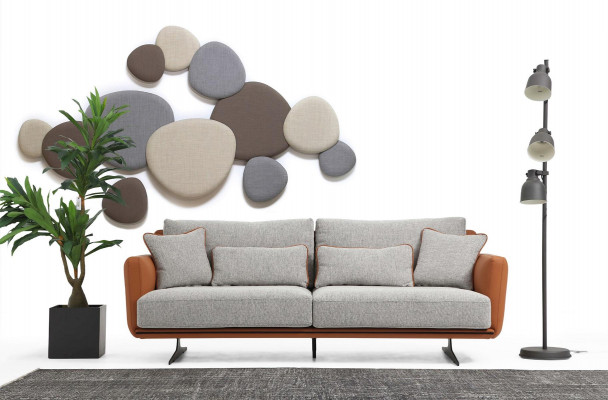 Zweisitzer Sofa 2 Sëtzer Stoff Orange Modern Design Wohnzëmmer Gro