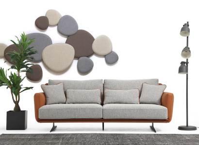 Zweisitzer Sofa 2 Sëtzer Stoff Orange Modern Design Wohnzëmmer Gro