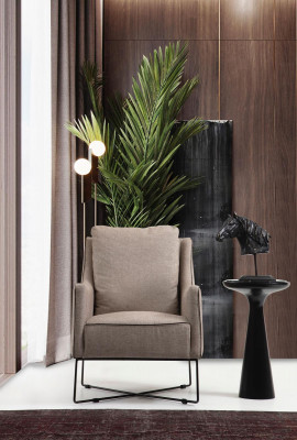 Ohrsessel Fauteuil Zweetsëtz Cocktailsessel Stoff Wunnzëmmer Modern Beige
