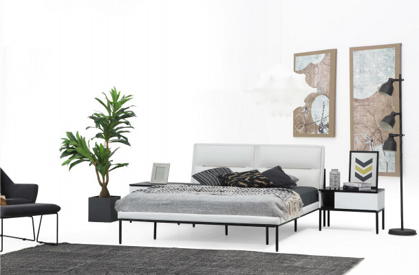 Bett Bettgestell Duebelbett Holz Modern Wäiss Schlofzëmmer Duebel Design