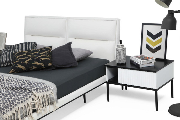 Bett Bettgestell Duebelbett Holz Modern Wäiss Schlofzëmmer Duebel Design