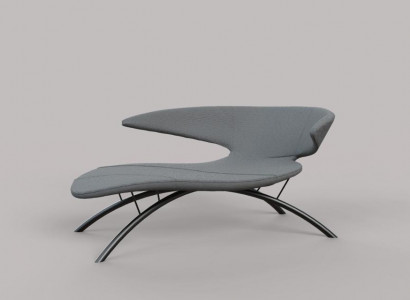 Chaiselongue Fotell Loungefotell Leifotel Stoff Modern Sëtz Grau Sëtz