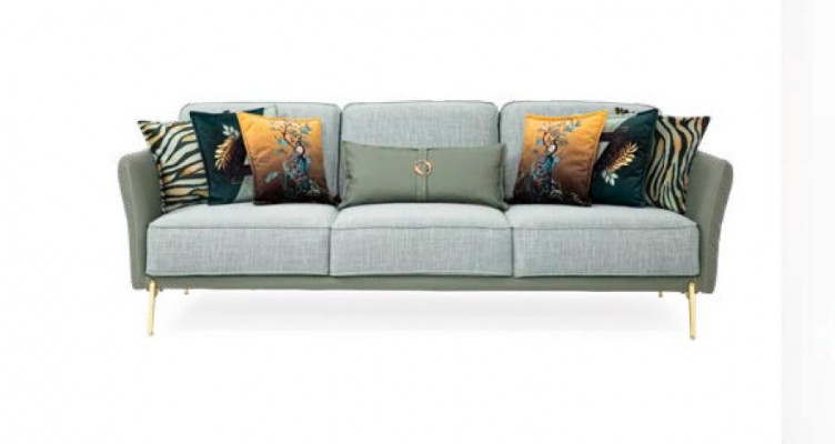 Villen Miwwelen Sëtz Polster Garnitur Sofagarnitur Couch Set Türkis Textil Stoff