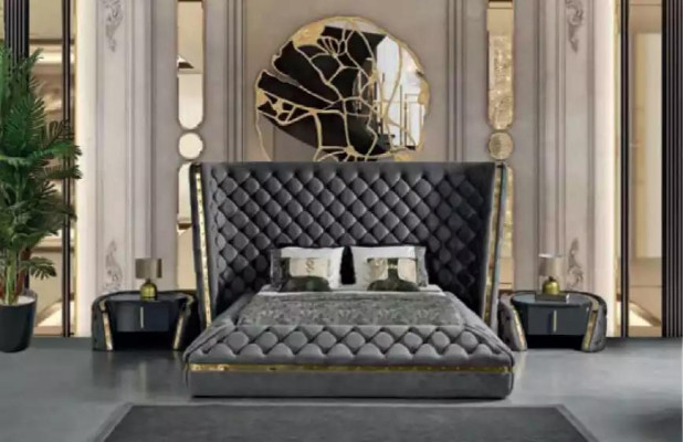 Chesterfield Schlofkummer Set Bett 2x Nuetsdëscher Schminktisch Schaf 5-Teile-Set