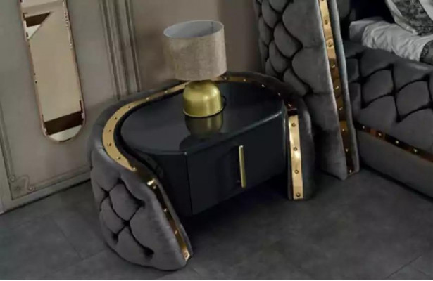 Chesterfield Schlofkummer Set Bett 2x Nuetsdëscher Schminktisch Schaf 5-Teile-Set
