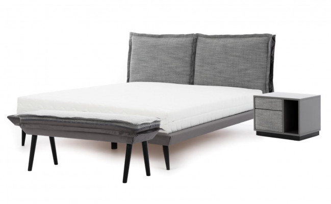 Schlofkummer Set Gro Bett Elegant 2x Nuetsdëscher Luxus Hocker Modern 4tlg.