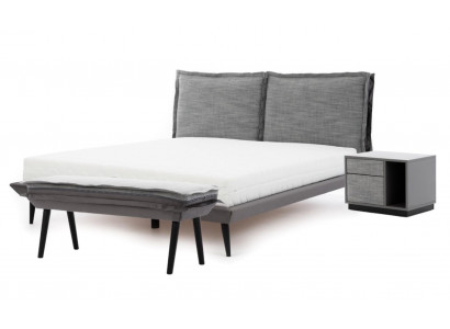 Schlofkummer Set Gro Bett Elegant 2x Nuetsdëscher Luxus Hocker Modern 4tlg.