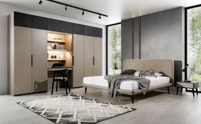 Kleederschaf Gro Elegantes Holz Schlofkummer Design Modern Miwwelen Luxus Nei