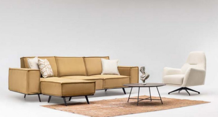Sofagarnitur Sofa 4 Sëtzer Fauteuil Hocker Stoffsofa Polstersofa Brong