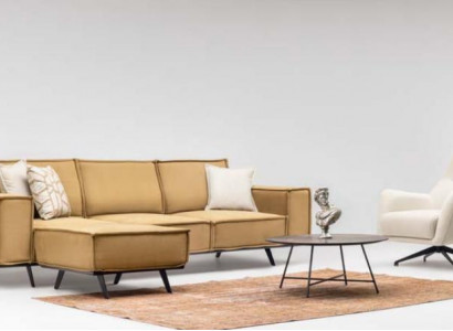 Sofagarnitur Sofa 4 Sëtzer Fauteuil Hocker Stoffsofa Polstersofa Brong