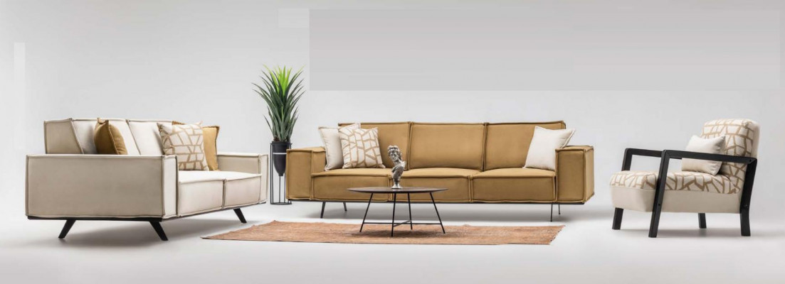 Sofagarnitur Véiersëtzer Dräisëtzer Fauteuil Stoffssofa Sofa Brong Set
