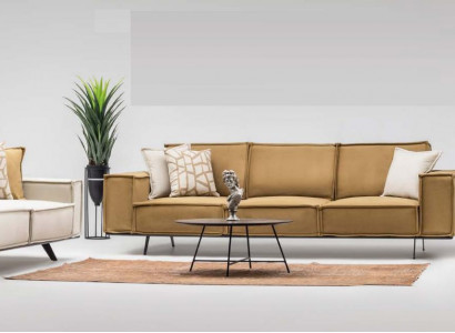 Sofagarnitur Véiersëtzer Dräisëtzer Fauteuil Stoffssofa Sofa Brong Set