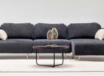 Eckcouch an L-Form, Polstercouch, Stoffcouch, Couch, Gro, Sofa, Léinestoff.