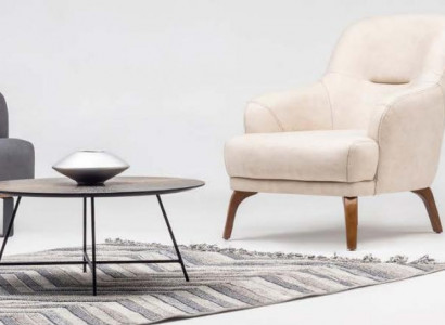 Fauteuil Wunnzëmmer Ouerfauteuil Stoffsessel Beige gepolstert Einsitzer Sëtz