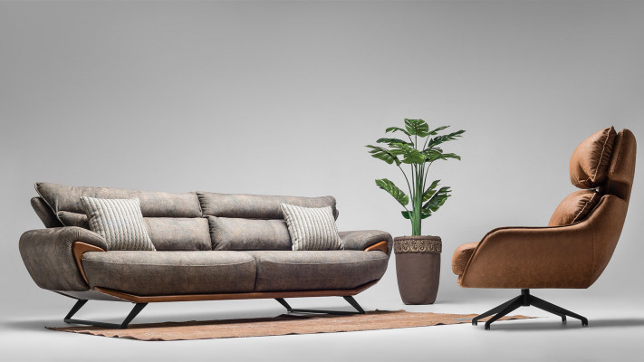Stoffsofa Grupp Dräisëtzer Sofa Fotell Couch Polstersofa Gro Set