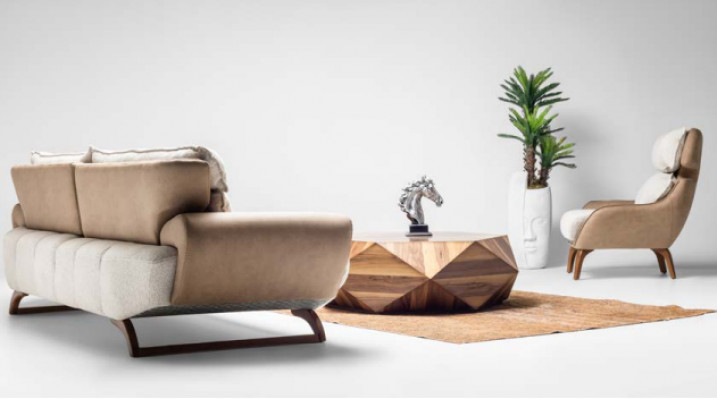 Komplett Sitzgrupp Drei-Plaz Kanapé Mat Fotell Beige 3-stéck Polstersofa Stoff