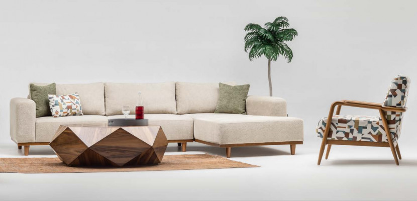 Komplett Ecksofa L Form Fotell Polstersofa Stoffssofa Beige Sofa Canapé