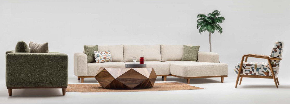Garnitur Ecksofa L Form Stoffsofa Dräisëtzer Couch Sofa Beige Fautteuil