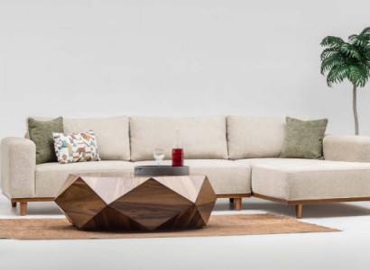 Garnitur Ecksofa L Form Stoffsofa Dräisëtzer Couch Sofa Beige Fautteuil