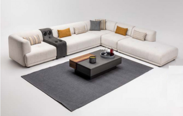 Modulsofa Ecksofa L-Form Stoffsofa Polstersofa Canapé Sofa Beige