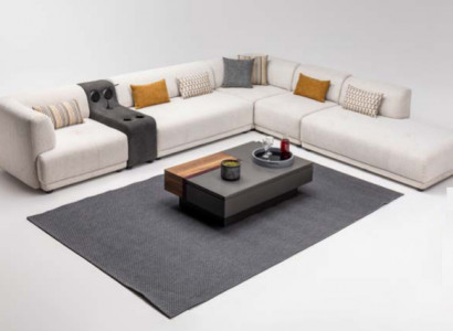 Modulsofa Ecksofa L-Form Stoffsofa Polstersofa Canapé Sofa Beige
