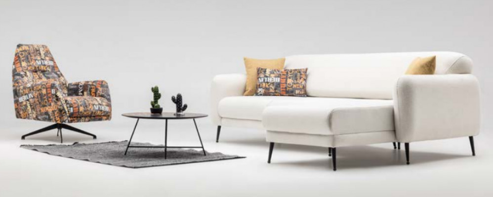 Eckgarnitur Ecksofa L-Form Stoffsofa Canapé Sofa Beige Dreiesessel Set