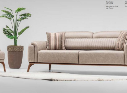 Komplett Set Kënschtlech Lieder Sofaen Designer Lieder Dräisëtzer Eenzelege Fauteuil