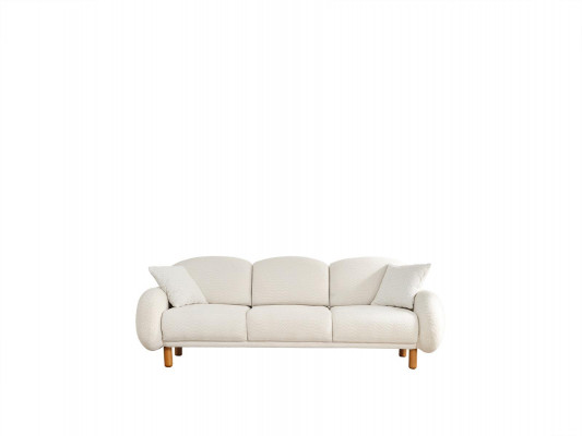 Canapé Drësëtz Sofa 3 Sëtzer Stoffséi Polsterséi Wäiss Wäiss Modern