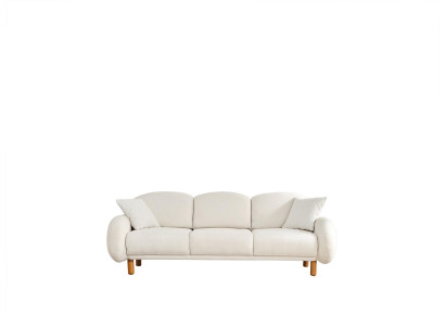 Canapé Drësëtz Sofa 3 Sëtzer Stoffséi Polsterséi Wäiss Wäiss Modern