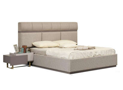 Komplett Doppelbett Nuetsdëscher Schlofzëmmer Bett Beige 3-Deeler Holz Set