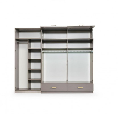 Schlofzëmmer Set Duebelbett Nuetsdëscher Schaf Konsol Beige 5-Stéck