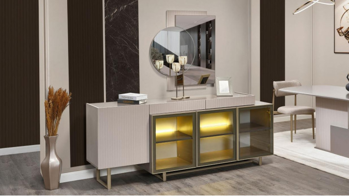 Sideboard Anrichte Holzschaf Schaf Kommode Beige Holz Iesszëmmer