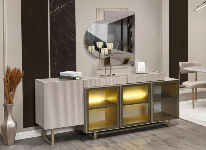 Sideboard Anrichte Holzschaf Schaf Kommode Beige Holz Iesszëmmer