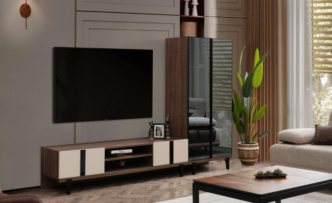 Designer Wunnzëmmer Garnitur Edel TV-Stänner Luxus Lowboard 2-deelzeg