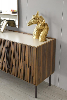 Braun-wäisst Sideboard Designer Holz Anrichte Holzschief Edel Kommode