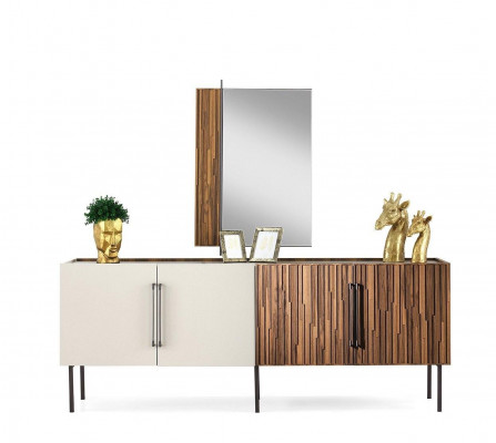 Braun-wäisst Sideboard Designer Holz Anrichte Holzschief Edel Kommode
