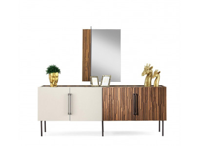 Braun-wäisst Sideboard Designer Holz Anrichte Holzschief Edel Kommode