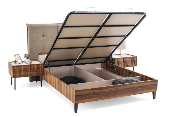 Modern Schlofkummer Polsteruergarnitur Designer Duebelbett Holz Konsolen