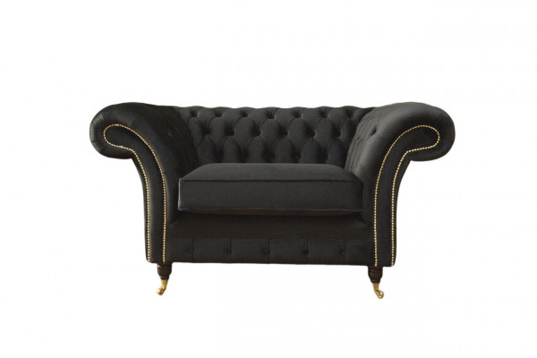 Chesterfield Fotell Lounge Schwaarz Canapé Couch Polster Modern Textil Nei