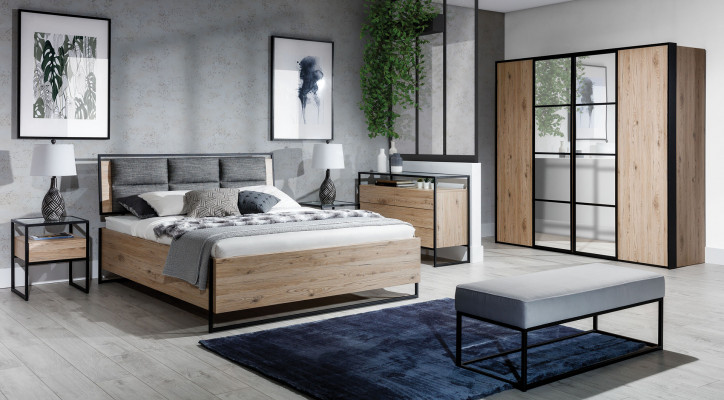 Modern Schlofkummer Set Bett Kleederschaf Holz Kommode 5tlg Garnitur